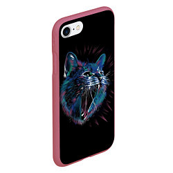 Чехол iPhone 7/8 матовый Не зли кота!, цвет: 3D-малиновый — фото 2