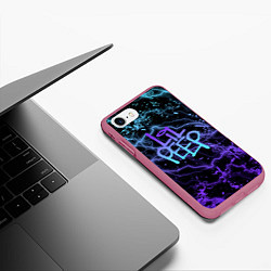 Чехол iPhone 7/8 матовый Lil peep neon молнии, цвет: 3D-малиновый — фото 2