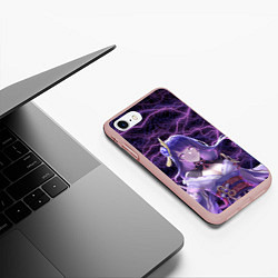 Чехол iPhone 7/8 матовый Genshin Impact молнии neon, цвет: 3D-светло-розовый — фото 2