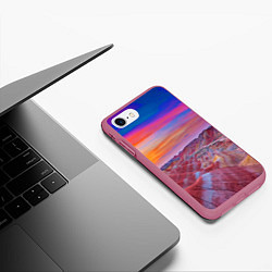 Чехол iPhone 7/8 матовый Краски природы Горы Neon Китай, цвет: 3D-малиновый — фото 2