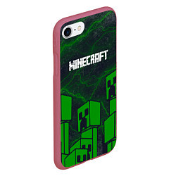 Чехол iPhone 7/8 матовый Minecraft майнкрафт Зомби, цвет: 3D-малиновый — фото 2