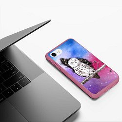 Чехол iPhone 7/8 матовый Сова на фоне звездного неба, цвет: 3D-малиновый — фото 2