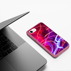 Чехол iPhone 7/8 матовый Неоновые огни Абстракция, цвет: 3D-малиновый — фото 2