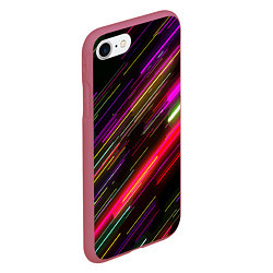 Чехол iPhone 7/8 матовый Неоновый паттерн Abstraction, цвет: 3D-малиновый — фото 2