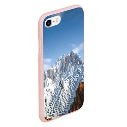 Чехол iPhone 7/8 матовый Minecraft Mountains Video game, цвет: 3D-светло-розовый — фото 2