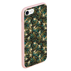 Чехол iPhone 7/8 матовый Абстрактные зеленые листья, цвет: 3D-светло-розовый — фото 2
