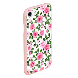 Чехол iPhone 7/8 матовый Распустившиеся розы, цвет: 3D-светло-розовый — фото 2