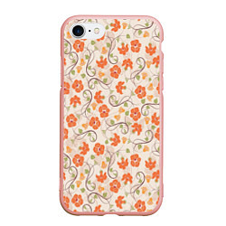 Чехол iPhone 7/8 матовый Оранжевый вьюнок, цвет: 3D-светло-розовый