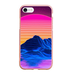 Чехол iPhone 7/8 матовый Vaporwave Mountains Психоделика Неон