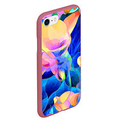 Чехол iPhone 7/8 матовый Цветочный красочный паттерн, цвет: 3D-малиновый — фото 2