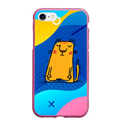 Чехол iPhone 7/8 матовый Спокойный кот Йога, цвет: 3D-малиновый