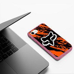 Чехол iPhone 7/8 матовый FOX MOTOCROSS ORANGE, цвет: 3D-малиновый — фото 2
