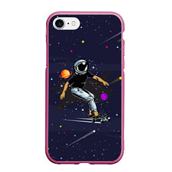 Чехол iPhone 7/8 матовый Космонавт - скейтбордист