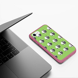 Чехол iPhone 7/8 матовый Орнамент котики инь янь, цвет: 3D-малиновый — фото 2