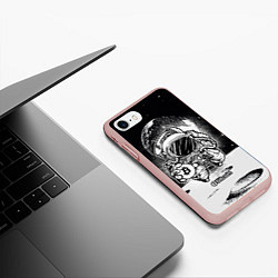 Чехол iPhone 7/8 матовый Космонавт с биткоином, цвет: 3D-светло-розовый — фото 2