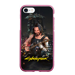 Чехол iPhone 7/8 матовый Johnny в гитарой Джонни Cyberpunk2077