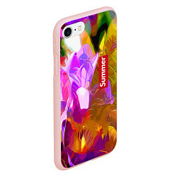 Чехол iPhone 7/8 матовый Красочный цветочный узор Лето Colorful Floral Patt, цвет: 3D-светло-розовый — фото 2