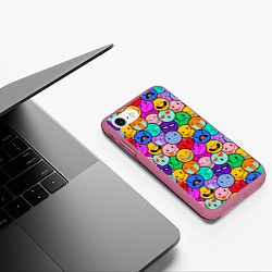 Чехол iPhone 7/8 матовый Sticker bombing смайлы маленькие, цвет: 3D-малиновый — фото 2