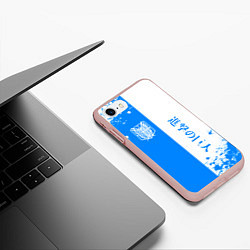 Чехол iPhone 7/8 матовый Атака титанов два цвета - голубой белый, цвет: 3D-светло-розовый — фото 2