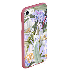 Чехол iPhone 7/8 матовый Цветы Фиолетовые Дикие Джунгли, цвет: 3D-малиновый — фото 2