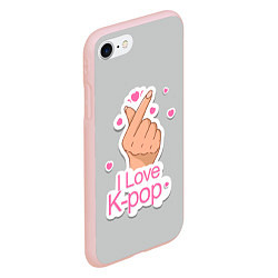 Чехол iPhone 7/8 матовый Я люблю K-pop - жест Хани, цвет: 3D-светло-розовый — фото 2