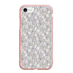 Чехол iPhone 7/8 матовый Белые объемные узоры, цвет: 3D-светло-розовый