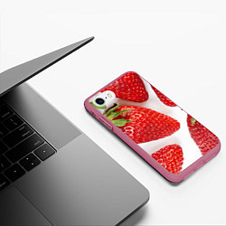Чехол iPhone 7/8 матовый Strawberries, цвет: 3D-малиновый — фото 2
