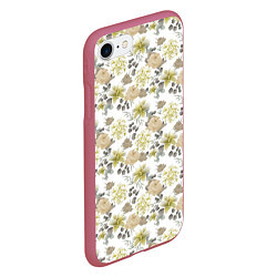 Чехол iPhone 7/8 матовый Цветы Георгины и Розы, цвет: 3D-малиновый — фото 2