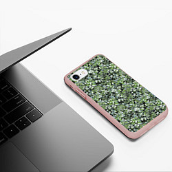 Чехол iPhone 7/8 матовый Летний лесной камуфляж в зеленых тонах, цвет: 3D-светло-розовый — фото 2