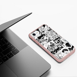 Чехол iPhone 7/8 матовый Евангелион паттерн, цвет: 3D-светло-розовый — фото 2