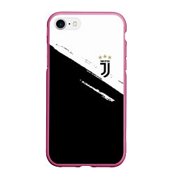 Чехол iPhone 7/8 матовый Juventus маленькое лого, цвет: 3D-малиновый