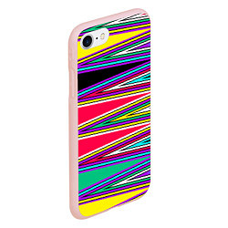 Чехол iPhone 7/8 матовый Разноцветный радужный полосатый принт, цвет: 3D-светло-розовый — фото 2