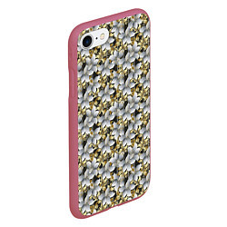 Чехол iPhone 7/8 матовый Объемные 3D лепестки цветы, цвет: 3D-малиновый — фото 2