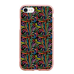 Чехол iPhone 7/8 матовый Разноцветные яркие узоры, цвет: 3D-светло-розовый