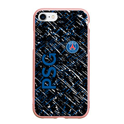 Чехол iPhone 7/8 матовый Псж синие белые чёрточки, цвет: 3D-светло-розовый
