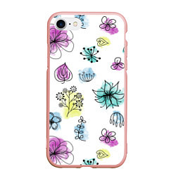Чехол iPhone 7/8 матовый Абстрактные цветы на акварельном фоне, цвет: 3D-светло-розовый