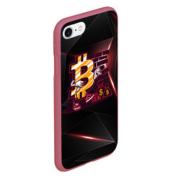 Чехол iPhone 7/8 матовый Биткоин на фоне стены Bitcoin, цвет: 3D-малиновый — фото 2