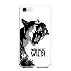 Чехол iPhone 7/8 матовый Born to be wild! Cougar, цвет: 3D-белый