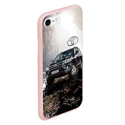 Чехол iPhone 7/8 матовый Toyota Land Cruiser 200 в пещере со скальными рису, цвет: 3D-светло-розовый — фото 2