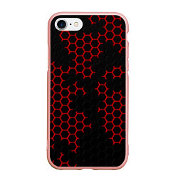 Чехол iPhone 7/8 матовый НАНОКОСТЮМ Black and Red Hexagon Гексагоны