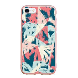 Чехол iPhone 7/8 матовый Пальмы Паттерн, цвет: 3D-светло-розовый