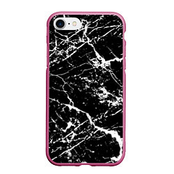 Чехол iPhone 7/8 матовый Текстура чёрного мрамора Texture of black marble
