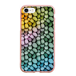 Чехол iPhone 7/8 матовый Морские розовые голубые желтые камешки, цвет: 3D-светло-розовый