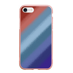 Чехол iPhone 7/8 матовый Полосатый коричнево-голубой паттерн, цвет: 3D-светло-розовый