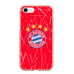 Чехол iPhone 7/8 матовый Bayern munchen белые царапины на красном фоне