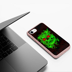 Чехол iPhone 7/8 матовый Ужасный череп, цвет: 3D-светло-розовый — фото 2