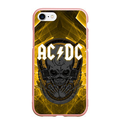 Чехол iPhone 7/8 матовый AC DC SKULL ROCK, цвет: 3D-светло-розовый