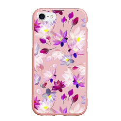 Чехол iPhone 7/8 матовый Цветы Разноцветные Лотосы, цвет: 3D-светло-розовый