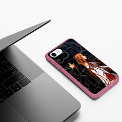 Чехол iPhone 7/8 матовый Кирито и Асуна - Sword Art Online, цвет: 3D-малиновый — фото 2
