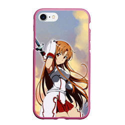 Чехол iPhone 7/8 матовый Асуна Юки - Sword Art Online, цвет: 3D-малиновый